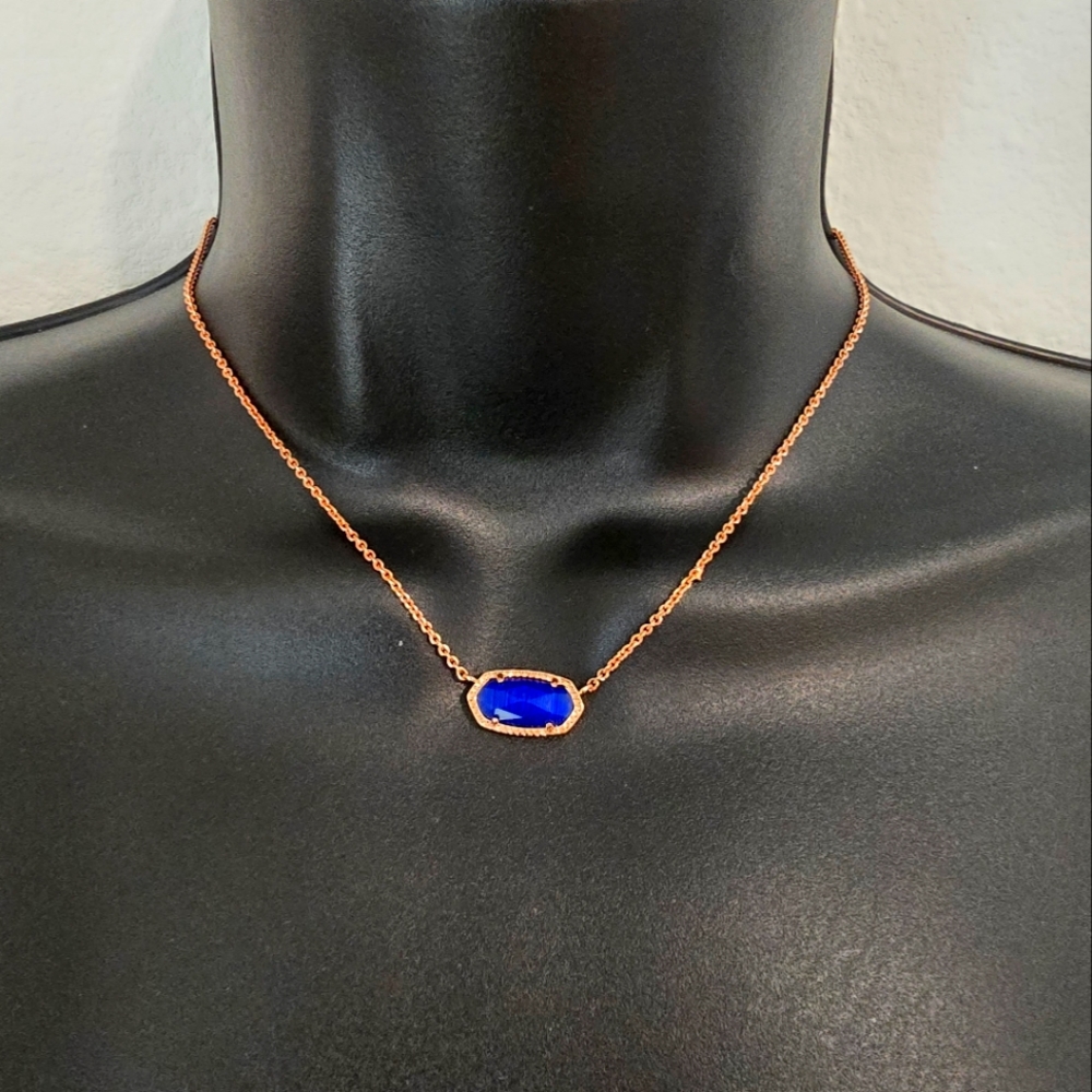 Kendra Scott Elisa Necklace Cobalt Cat's Eye Rose Gold